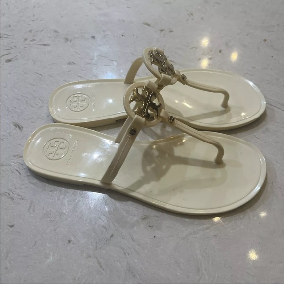 Tory Burch Mini Miller Flat Thong Sandals 6M ivory off white - Picture 3 of 10